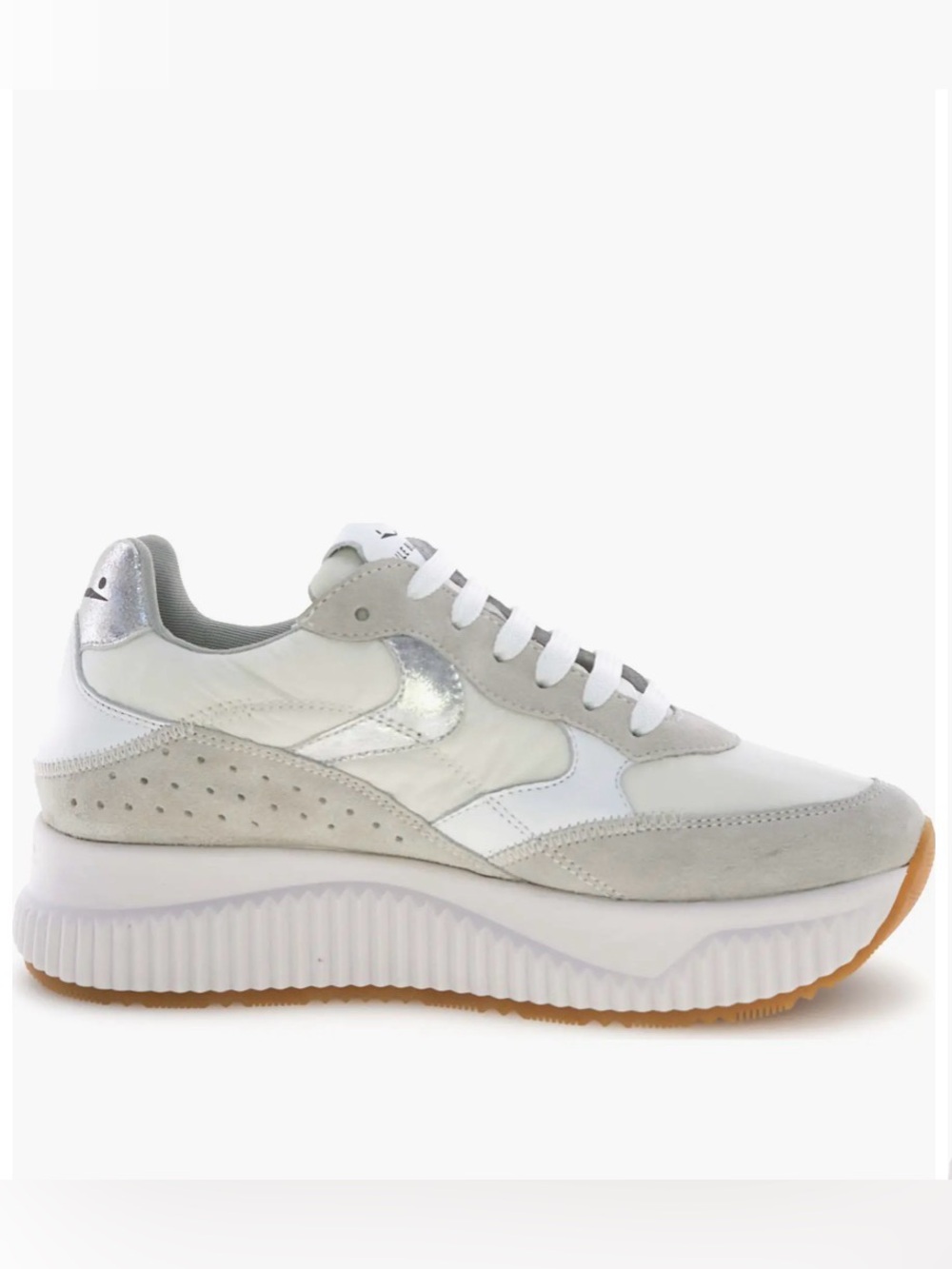 NWT VOILE BLANCHE Lana Fresh Metallic Sneaker in Ice-White - Picture 4 of 16